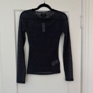 J. Crew Women's navy sheer Long Sleeve Top